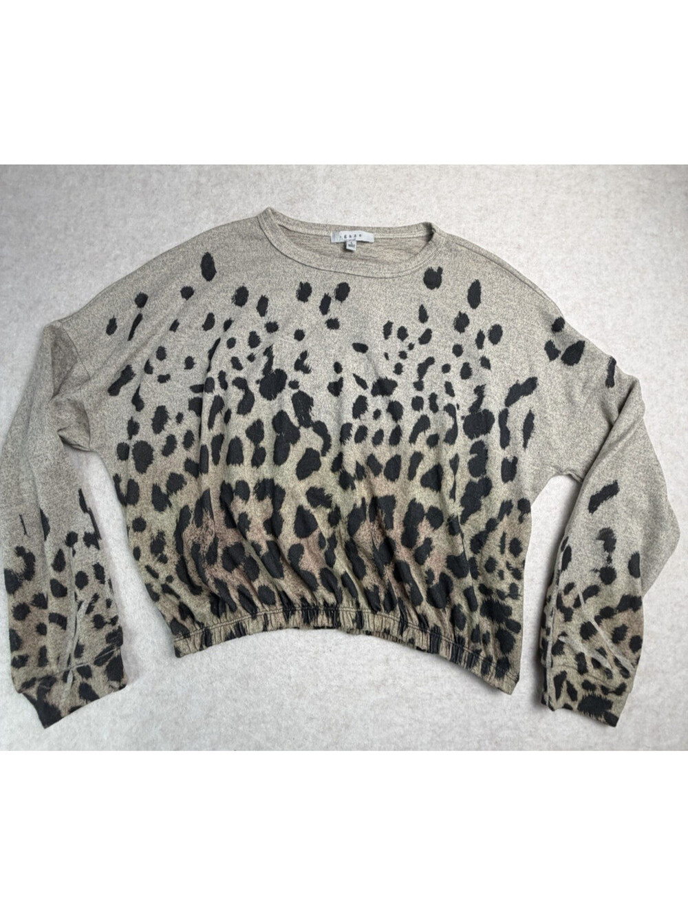 Gaze Women's Large Leopard Animal Print Long Sleeve Sweater Elastic Waist NWT